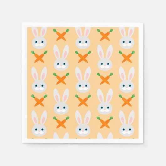 イースターバニーモダンウサギのニンジン スタンダードカクテルナプキン (正面)
