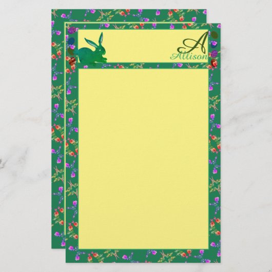 イースターバニーモノグラム 便箋 (正面/裏面)