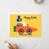 イースターバニーライディングキャロットカー#3-2ホリデーカード ノートカード (正面/裏面インサイチュ)