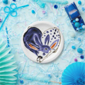 イースターバニーラビッツハートブルー&ホワイモダント ペーパープレート (パーティー)