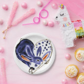 イースターバニーラビッツハートブルー&ホワイモダント ペーパープレート (パーティー)