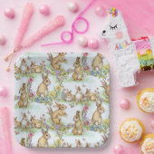 イースターバニーラビットの春園 ペーパープレート (パーティー)