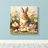 イースターバニーラビットアート キャンバスプリント (インサイチュ (ウッドフロア))
