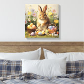 イースターバニーラビットアート キャンバスプリント (インサイチュ (寝室))