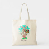 イースターバニーラビットイースターエッグパーソナライズされた名 トートバッグ (裏面)