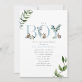 イースターバニーラビットエッググリーンリーボーイ赤ちゃんシャワー 招待状 (正面)