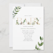 イースターバニーラビットエッグスユーカリプトゥスニュートラルベビー 招待状 (正面)