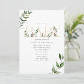 イースターバニーラビットエッグスユーカリプトゥスニュートラルベビー 招待状 (スタンド正面)