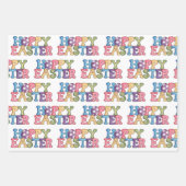 イースターバニーラビットエッグバスケット3子供 ラッピングペーパーシート (正面)