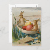 イースターバニーラビットカラーエッグボート シーズンポストカード (正面/裏面)