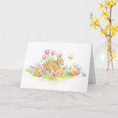 イースターバニーラビットカラーエッグ春自然 カード (黄色い花)