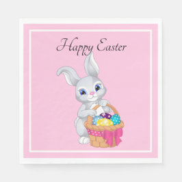 イースターバニーラビットバスケットの卵パーティー スタンダードランチョンナプキン