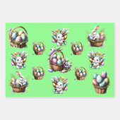 イースターバニーラビットパステル卵バスケットの休日 ラッピングペーパーシート (正面3)