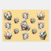 イースターバニーラビットパステル卵バスケットの休日 ラッピングペーパーシート (正面2)