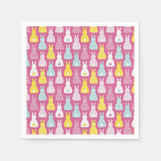 イースターバニーラビットパターン スタンダードカクテルナプキン (正面)