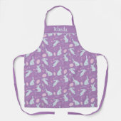 イースターバニーラビットパープルエッグフローラデザイン エプロン (正面)