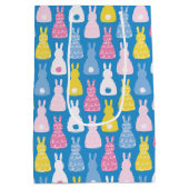 イースターバニーラビットブルーパターン ミディアムペーパーバッグ (裏面)