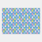 イースターバニーラビットブルーパターン ラッピングペーパーシート (正面)