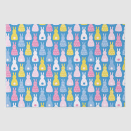 イースターバニーラビットブルーパターン 薄葉紙