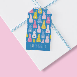 イースターバニーラビットブルー ギフトタグ