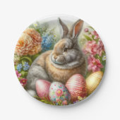 イースターバニーラビットホリデイ ペーパープレート (正面)