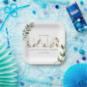 イースターバニーラビットユーカリプトゥスニュートラルベビーシャワー ペーパープレート (パーティー)