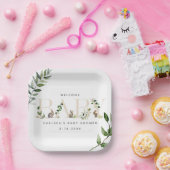 イースターバニーラビットユーカリプトゥスニュートラルベビーシャワー ペーパープレート (パーティー)