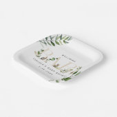 イースターバニーラビットユーカリプトゥスニュートラルベビーシャワー ペーパープレート (傾斜あり)