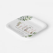 イースターバニーラビットユーカリプトゥスピンクベビーシャワー ペーパープレート (傾斜あり)