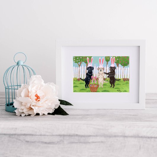 イースターバニーラブラドールアートワーク ポスター