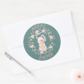 イースターバニーリースティール(緑がかった色) ラウンドシール (封筒)