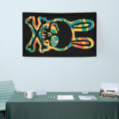 イースターバニーレトロ絞り染めバニースカルクロスボーン 横断幕 (トレードショー)