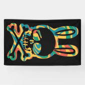 イースターバニーレトロ絞り染めバニースカルクロスボーン 横断幕 (横)