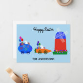 イースターバニーレースカー#1ホリデーカード ノートカード (正面/裏面インサイチュ)