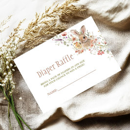 イースターバニーワイルドフラワーベビーシャワーおむつラッフル エンクロージャーカード