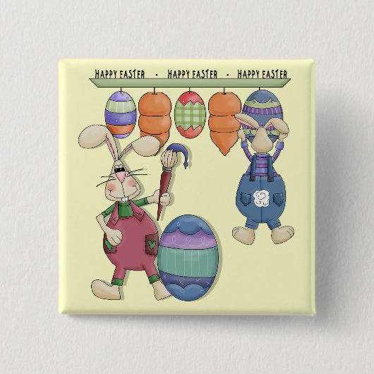 イースターバニーワークショップボタン 缶バッジ (正面)