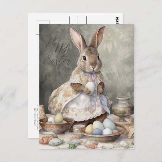 イースターバニーヴィンテージはがき ポストカード (正面/裏面)