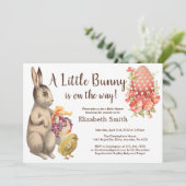 イースターバニーヴィンテージウサギ&チキンベイビーシャワー 招待状 (スタンド正面)