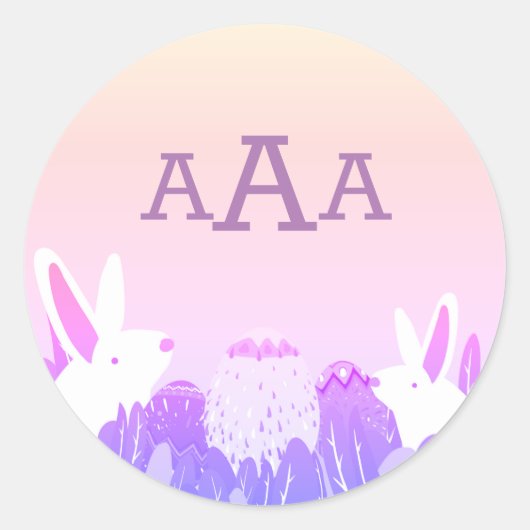 イースターバニー丸型ステッカー オーダーメイド モノグラム ラウンドシール (正面)