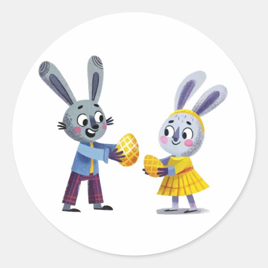 イースターバニー交換ステッカー ラウンドシール (正面)
