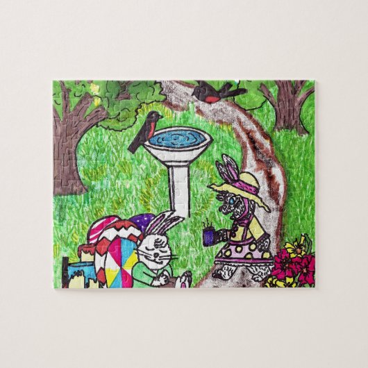 イースターバニー休息 ジグソーパズル (横)