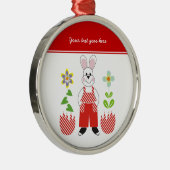 イースターバニー割れた卵の花カスタムオーナメント メタルオーナメント (右)