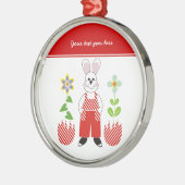 イースターバニー割れた卵の花カスタムオーナメント メタルオーナメント (左)