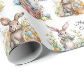 イースターバニー卵バスケット名を追加パステル ラッピングペーパー (ロールコーナー)