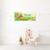 イースターバニー卵狩りイースターエッグイースターパーティーかわいい 横断幕 (インサイチュ)