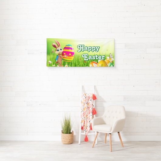 イースターバニー卵狩りイースターエッグイースターパーティーかわいい 横断幕 (インサイチュ)