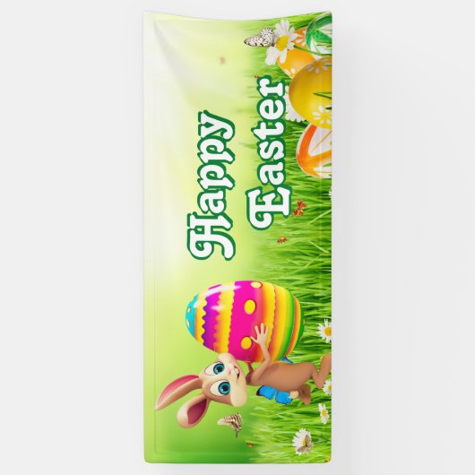 イースターバニー卵狩りイースターエッグイースターパーティーかわいい 横断幕 (縦)