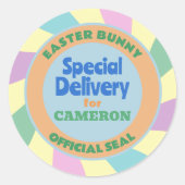 イースターバニー名前をカスタムする ラウンドシール (正面)