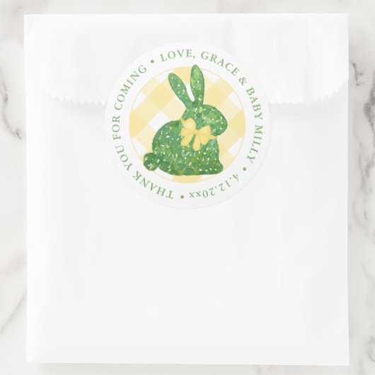 イースターバニー名門私立校風のボクウッド赤ちゃんシャワーありがとう ラウンドシール (バッグ)