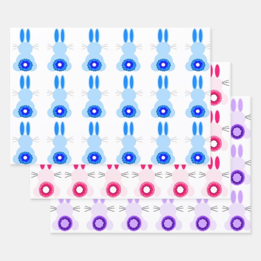イースターバニー品揃え包装紙（3セット） ラッピングペーパーシート (セット)